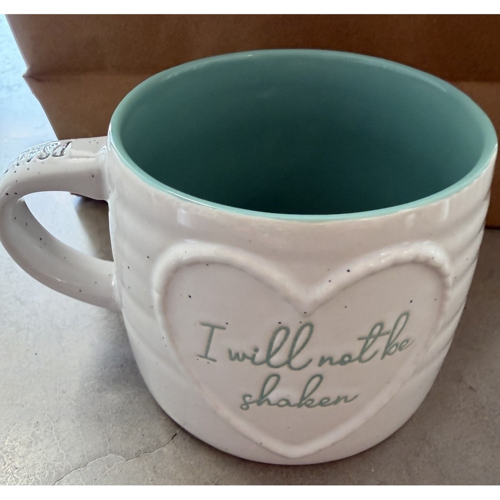 Kirkland's Home Psalm 16:8 I Will Not Be Shaken Speckled Ceramic Mug 16 Oz